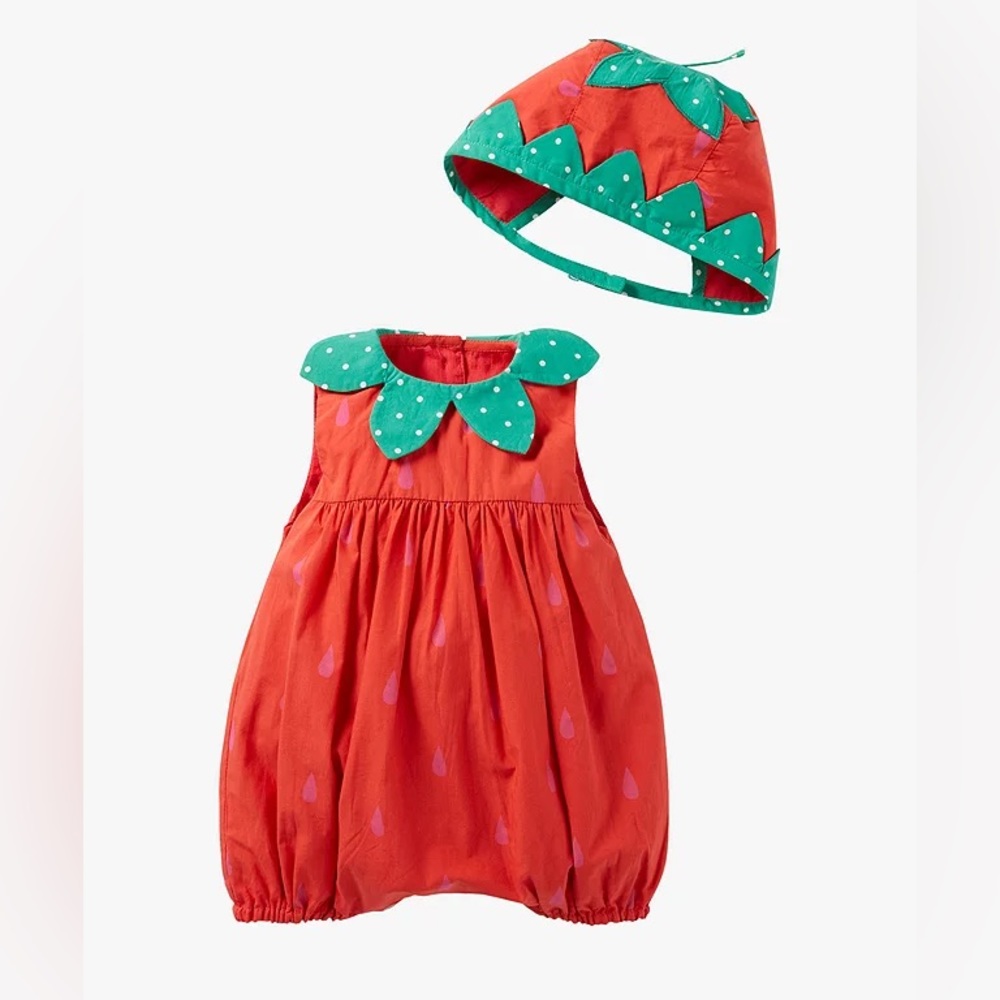 SOLD OUT limited edition Baby Boden Strawberry romper and bonnet set NWOT